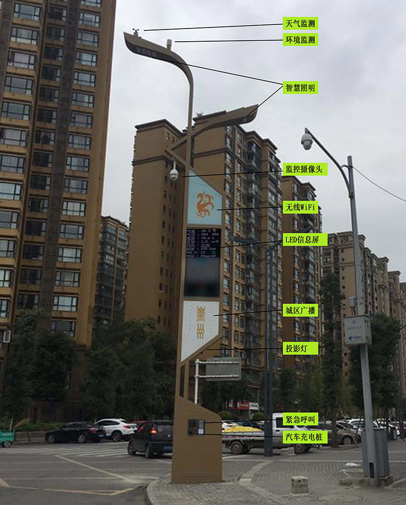 崇州市140余盞智慧路燈建設完成！TA不僅自帶免費wifi和汽車充電樁，還有這些厲害的功能……(圖1)